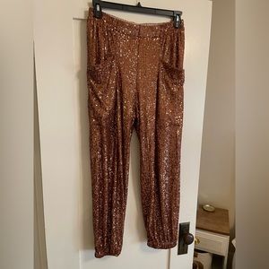 Free People Sequin Copper Pants